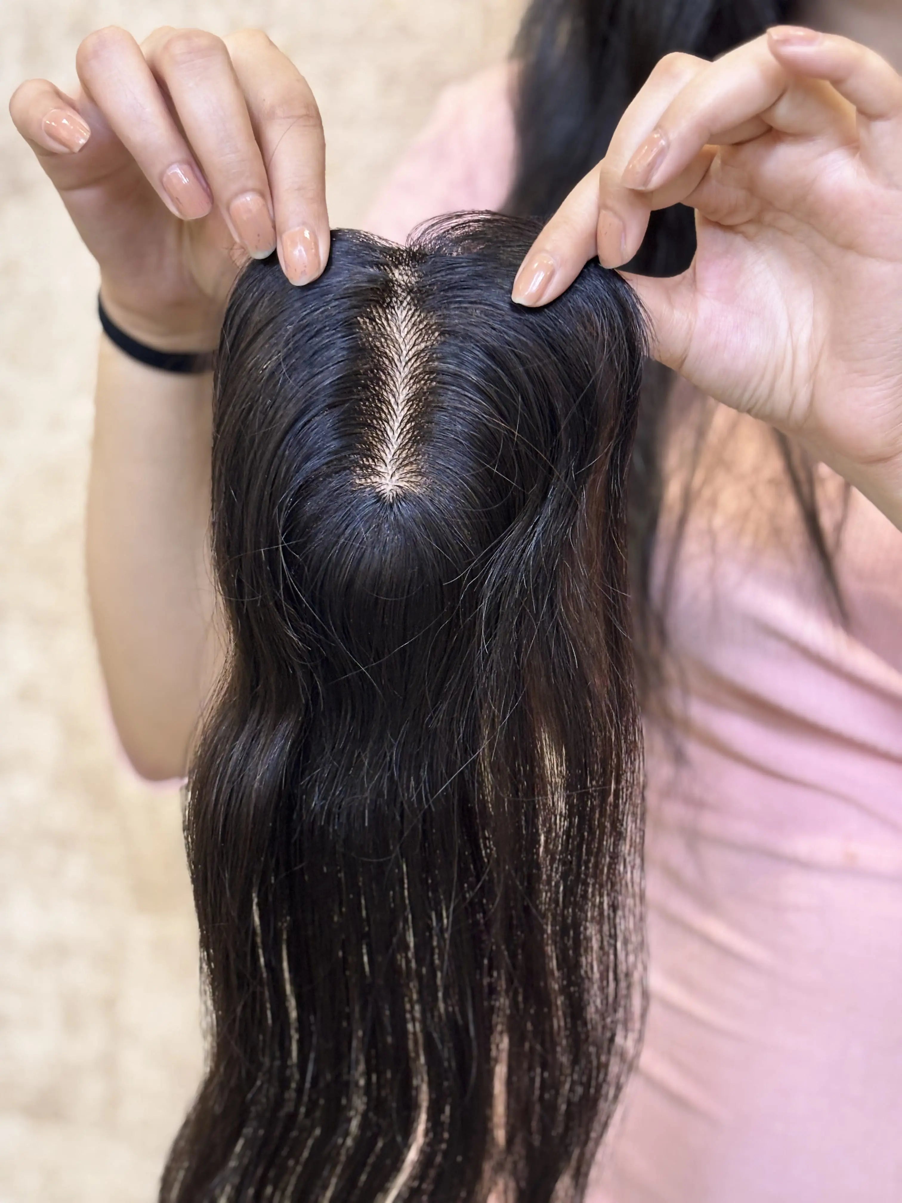 Hair Topper for Thinning Crown | Silk Base | Natural Black | Straight | Remy Hair India Hair Extensions Luxe