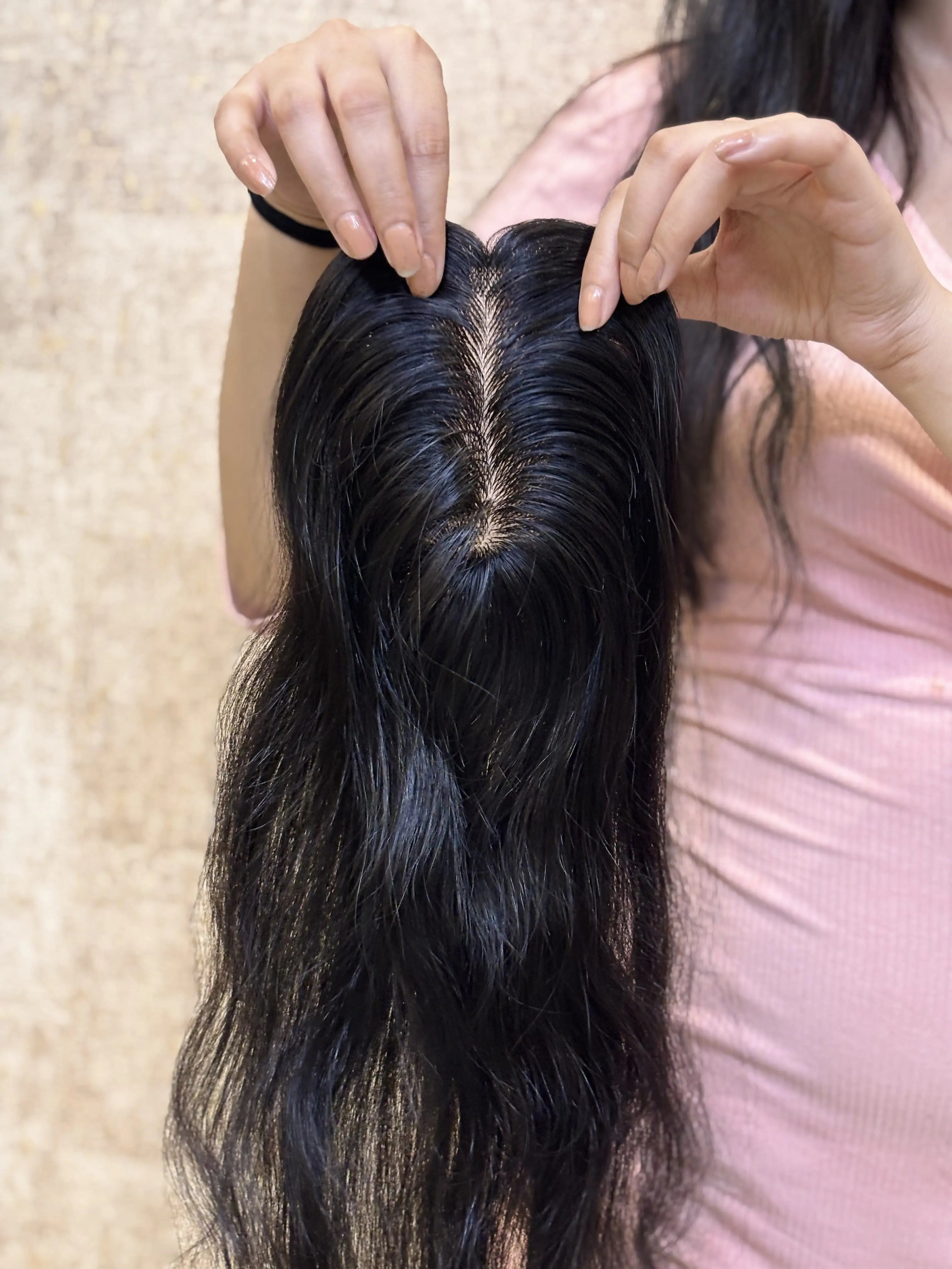 Hair Topper for Thinning Crown | Silk Base | Natural Black | Straight | Remy Hair India Hair Extensions Luxe