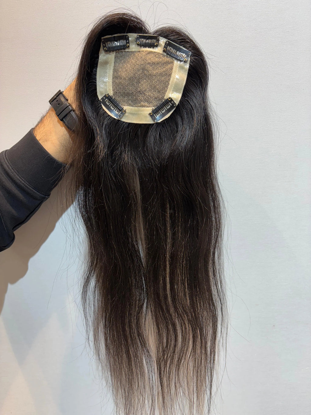 Ponytail-Friendly Hair Topper | Silk Base | Natural Black | Straight | Remy Hair India Hair Extensions Luxe