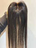Ponytail-Friendly Hair Topper | Silk Base | Natural Black | Straight | Remy Hair India Hair Extensions Luxe