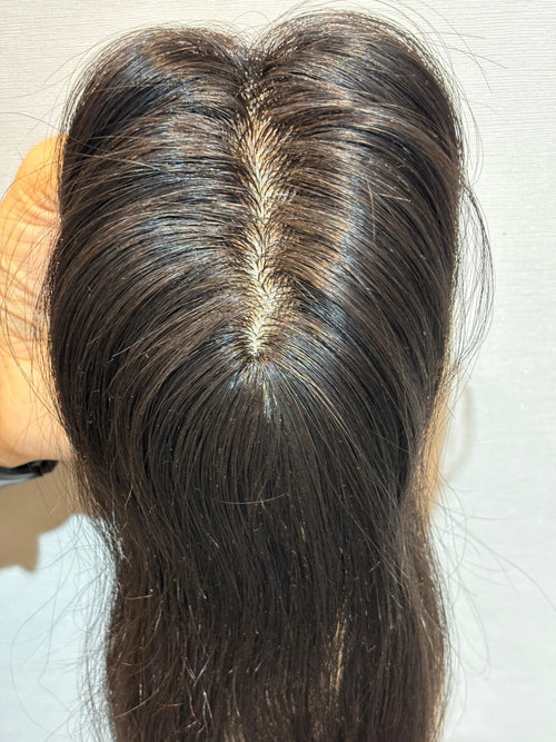 Hair Topper for Thinning Crown | Silk Base | Natural Black | Straight | Remy Hair India Hair Extensions Luxe